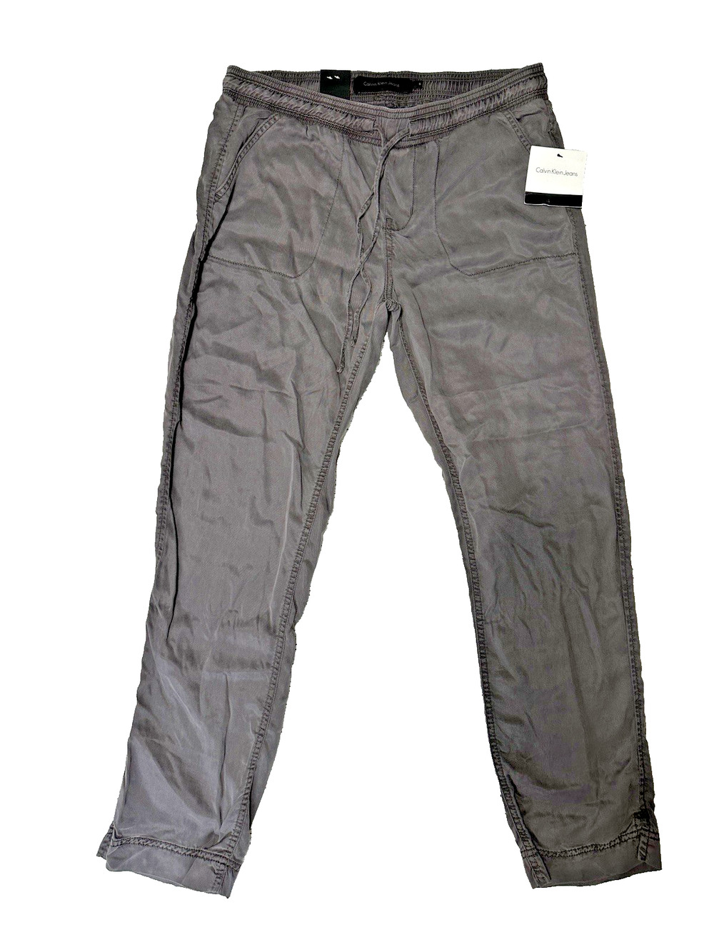 Calvin Klein Jeans Pants Womens S Gray Jogger Lyocell Drawstring Casual Relaxed